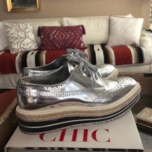 Prada silver Oxfords 👌🏻✨